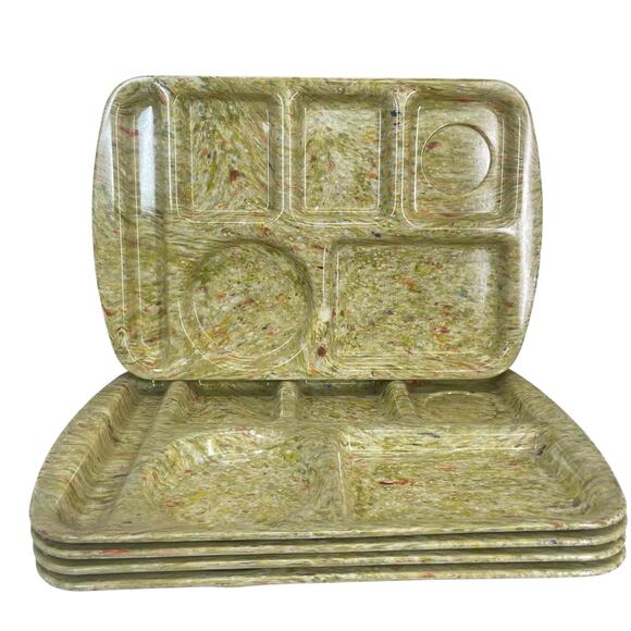 5 VTG PROLON WARE Melmac School Lunch Divided Tray Plate Confetti 9953 MCM - Picture 4 of 4